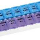 Weekly Pill Organizer - (Pack of 2) 7 Day Pills Container, Round Medicine Organizer Box, Daily Week Pill Reminder Case Travel Friendly, BPA-Free Vitamin, Supplement, Fish Oil, Medication Planner