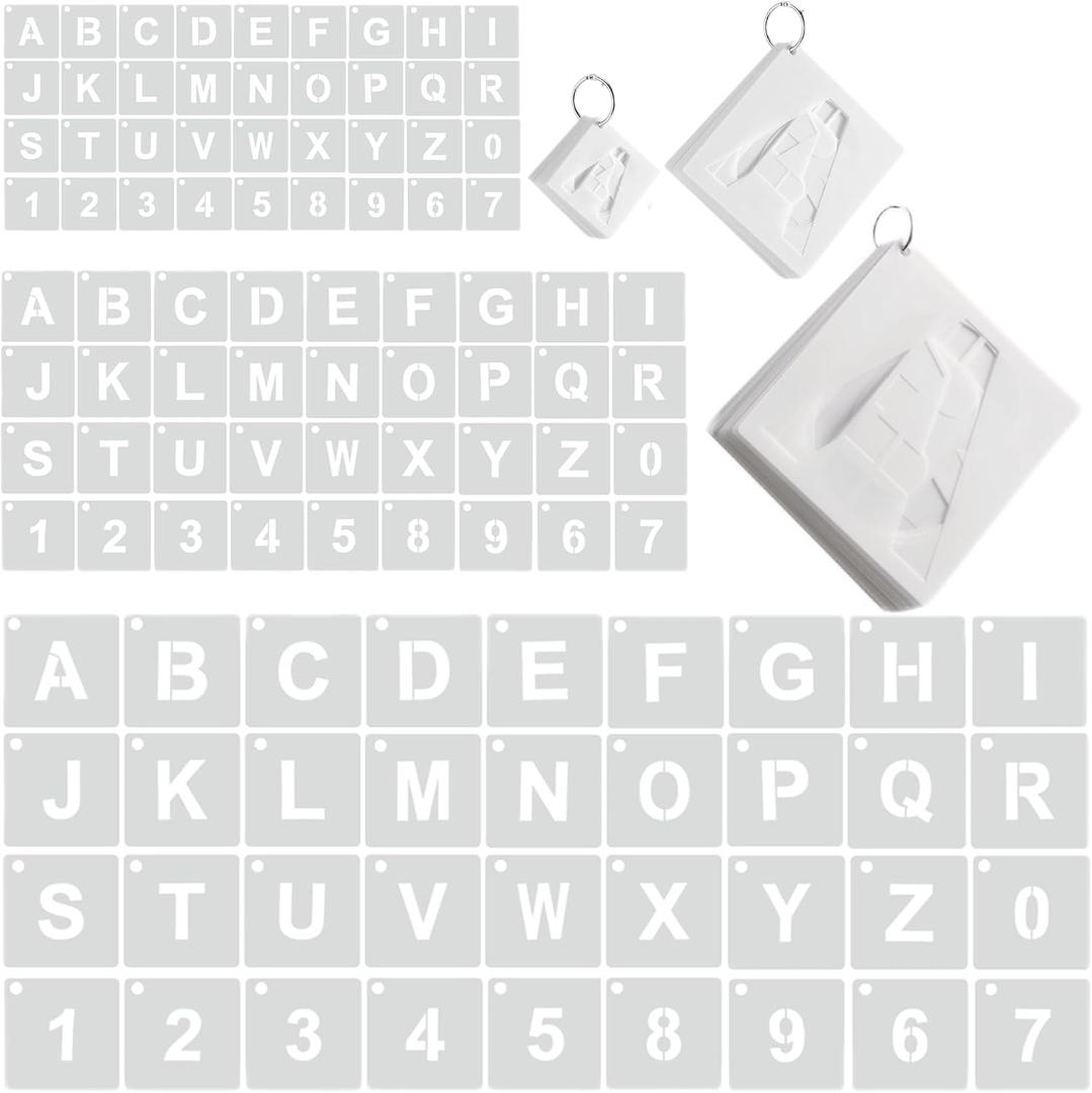 108 Pcs Letter and Number Stencils 3 Sizes 2, 4, 6 Inch Alphabet Number Templates Reusable Plastic Stencils for Painting on Wood, Walls, Fabric, Signs, Doors, DIY Art and Craft Projects