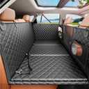 REEVAA 2.0 Hard Bottom Back Seat Extender for Heavy-Duty Dogs, Dog Car Seat Cover with Cushion Sponge, Waterproof Dog Hammock with Mesh Window for Car, Universal Fits for Crew Cab Truck/SUV, XL, Black