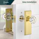 Glass Door Knobs for Interior Doors - Vintage Crystal Privacy Bedroom & Bathroom Door Knob with Lock - Diamond Cut Door Handle - Brushed Gold Finish (1 Pack)