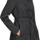 Kenneth Cole Women's Trench Coat with Waist Tie Belt and Notch Collar, Black, Large