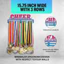 PH PandaHall Cheer Medal Hanger Display, Iron Cheer Medal Holder Cheerleader Hanger Award Ribbon Medal Rack Wall Mount Medal Holder Display for Over 60 Sports Medals Basketball Soccer Cheerleading