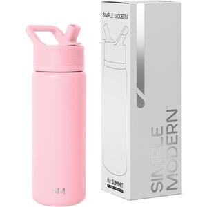 Simple Modern Water Bottle with Straw Lid Vacuum Insulated Stainless Steel Metal Thermos Bottles | Reusable Leak Proof BPA-Free Flask for School | Summit Collection | 18oz, Blush