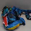 Spooktacular Creations Kids Halloween Raptor Inflatable Costume, LED Eyes Ride Raptor Dinosaur Blow Up for Halloween Party (Small, Blue)