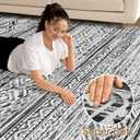 cotiled 10x14 Area Rug Living Room: Washable Boho Rugs with Non Slip Backing Large Soft Indoor Stain Resistant Carpet for Bedroom Farmhouse Dining Room Lightweight Home Decor White/Black