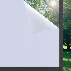 23.6"x 118" White Thickened Total Blackout Window Film, Sun Heat Blocking Privacy Cover for Glass, Removable Opaque Sun Blocking Heat Control Room Home Day Sleep Light Blocker