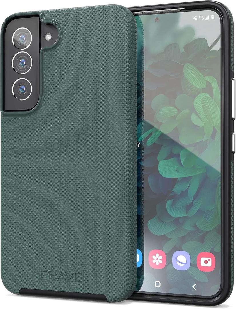Crave for Samsung Galaxy S22 Case, Shockproof Protection Dual Layer Case for Samsung Galaxy S22 5G (6.1 inch) - Forest Green