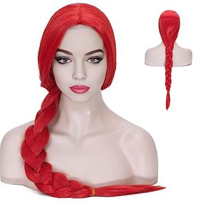 Long Red Braids Wig for Women 31inches Cowgirl Cosplay Wig Straight Middle Part No Bangs for Halloween Costume Party