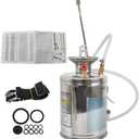 LiGuVCY Heavy Duty Stainless Steel Sprayer, 1 Gallon Pump Sprayer, 4L Stainless Hand Pump Sprayer for Lawn, Garden Watering, Floor Cleaning (12 Wand & 3FT, Silver)