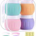 Travel Containers for Toiletries, GLAMFIELDS TSA Approved 1.7oz 50ml Travel Size Silicone Cream Jars BPA Free, Leak-proof Travel Essentials with Lid for Cosmetic Face Hand Body Cream Macaron (4 Pack)