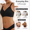Wireless Bras for Women Bralette - Womens Seamless Push Up Full Coverage Wirefree Padded Sleep Bra with Support and Lift (Black, S)
