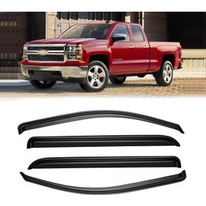 Window Visors for 2014-2018 Chevrolet(Chevy) Silverado & GMC Sierra 1500 Crew Cab, Rain Guards Vent Deflector Shade Dark Smoke for 15-19 Silverado & Sierra 2500HD/3500HD, Tape-On, 4PCS