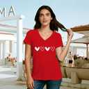 Valentines Shirts for Women More Love T-Shirt Love Heart V Neck Tee Tops Valentines Gifts for Her (Red, XL)