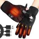 MetroTesco Rechargeable Electric Heated Winter Gloves for Men & Women, Smart Temperature/ Battery Display, Thin Touchscreen Heating Gloves for Motorcycling, Hunting, Skiing, Outdoor Work(X-Large)