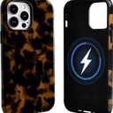 NITITOP Compatible with iPhone 14 Pro Case Magnetic Compatible with MagSafe Cute Leopard Amber Aesthetic Tortoise Design for Women Men Girls Soft TPU Shockproof Protective Cover - Black