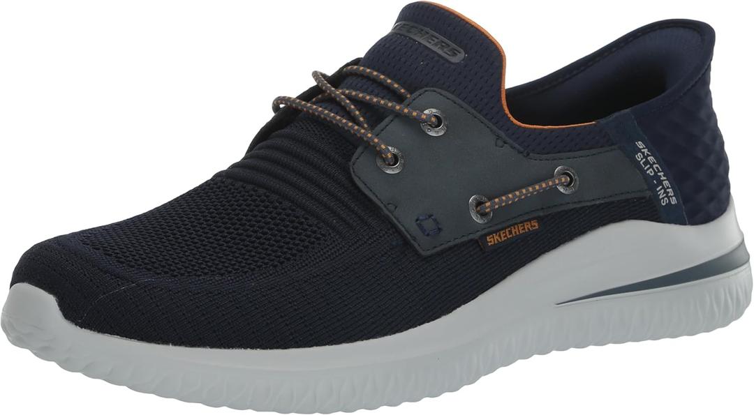 Skechers USA Men's Men's Delson 3.0-Roth 210606 Low Profile Bungee Lace Slip-Ins, NVY, 10.5
