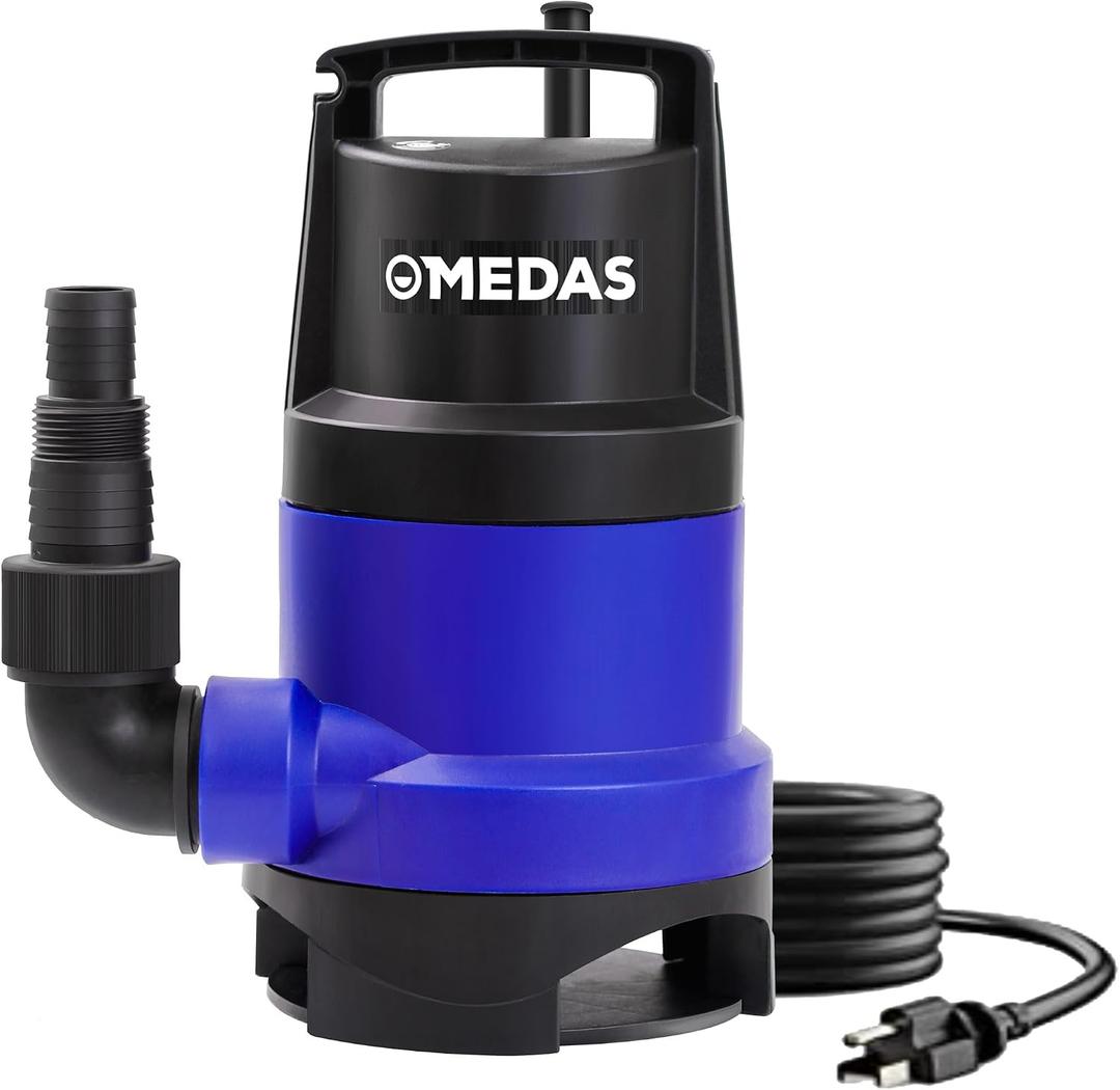 MEDAS 1HP 3434 GPH Sump Pump Submersible Clean/Dirty Water Pump Portable Utility Pump with 16.4ft Cord for Swimming Pool Garden Basement Tub Pond Draining