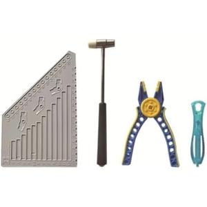 Building Blocks Tool Kit, Building Blocks Separator Tools Set, Brick Separator, Multi-Use Hammer, Measuring Ruler, Auxiliary Pliers, Compatible with Major Brands(4Pcs) (Blue)