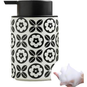 Comeon Foaming Hand Soap Dispenser, 12 Oz Refillable Foam Pump Bottle Hand Lotion Pump Bottle Ceramic Lotion Container Liquid Hand Soap Jar Shower Dispenser Kitchen Bathroom Dcor (Flower Pattern)