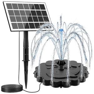 Jutai Detachable Floating Solar Fountain Kit -No Battery, DIY 3.5W Glass Solar Panel Water Pump Works in Shadow for Bird Bath, Water Feature,Garden, Outdoor-7 Nozzles,9.8ft Power Cord