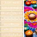 8 Pcs Diwali Rangoli Stencils Wooden DIY Making Kit 12 Inch Reusable Rectangular Rangoli Painting Stencils for Diwali Onam Varalakshmi Pooja Floor Crafts Indian Festival Decor