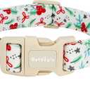 Christmas Dog Collar Small Dog Collars, Winter Dog Collar with Red Berry Pattern, Adjustable Dog Christmas Collar for Girl Boy Dogs, Cute Holiday Collar for Dogs-S