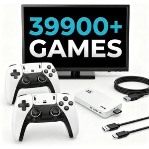 Retro Gaming Console - Plug&Play Classic Video Game Emulators Stick with Built-in 39900+ Games,28 Classic Emulators, 4K HD HDMI TV Connect, Dual 2.4G Wireless Controllers
