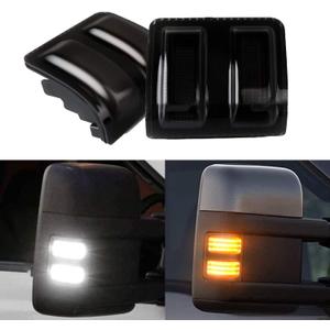 LED Side Mirror Marker Light Replacement Compatible With Ford 13-14 F-150 08-16 F-250 F-350 F-450 F-550 Super Duty V8 V10 White Running/Parking Light Amber Turn Signal Light Dual Color (A Pair)