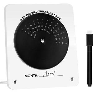 Acrylic Calendar 2026, Creative Modern Minimalist Style Rotating Disc Perpetual Desk Calendar, Acrylic Calendar Desktop Decoration for Women, Home Office Decor Shelf Decoration, Reusable Annually (White)