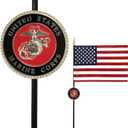 US Marine Corps Veteran Grave Marker with American Flag - 30" Tall Cemetery Graveside Memorial with Officially Licensed Military Seal - by Allied Flag