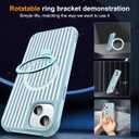 Compatible with Striped iPhone 15 Case with Stand,6.1" Blue