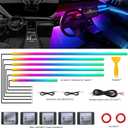 Dreamcolor Acrylic Interior Car LED Strip Light with Wireless APP, RGB 6 in 1 with 175 inches 593 LEDs Fiber Optic Strip Lights for Car, Dynamic Chasing Music Sync Neon Car Ambient Lighting Kits