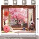 10x8ft Fabric Spring Cherry Blossoms Backdrop Japanese Sakura Garden Photography Background Room Courtyard Indoor Party Decorations Photo Banner Props
