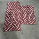 Kitchen Rugs Sets of 2-Colorful Non Slip Kitchen Mats for Floor-Thick,Moroccan Style Kitchen Decor Floor Mat Runner Carpet for Hallways Entryway Laundry Washable(20"x32"+20"x48",Red)