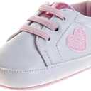 Josmo Infant Girls Fashion Sneakers Newborn Soft Sole Star and Heart First Walking Shoes Pink, 2 Infant