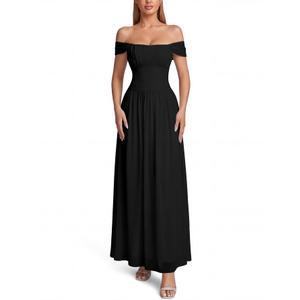 VKIHOC Summer Formal Wedding Guest Off the Shoulder Maxi Dress Women 2026 (M)