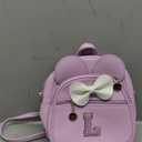 KKXIU Girls Initial Bowknot Cute Mini Backpack Small Women Daypacks, Personalized Trendy Stuff Gifts for Kids and Teen - Purple - L