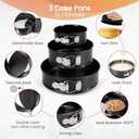 RFAQK 100pcs Cake Pan Sets for Baking + Cake Decorating Supplies: 3 Non-Stick Springform Pans Set (4, 7, 9 inches), Icing Tips, Cake Leveler Multi-functional Leak-Proof CheeseCake Pan & eBook