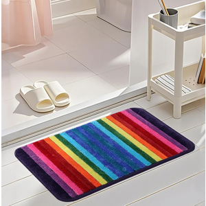 Bath Rugs for Bathroom Rainbow Bathroom Rugs Colorful Microfiber Plush Bath Mat Soft and Absorbent Bath Carpet Non-Slip Backing 20"x32"