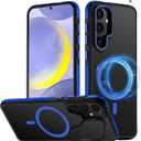 TIANNIUKE for Samsung Galaxy S24 Plus Case, Compatible with MagSafe, Anty-Slip Grip,Military-Grade Protective, Adjustable Kickstand Phone Case, Magnetic Case (Blue)