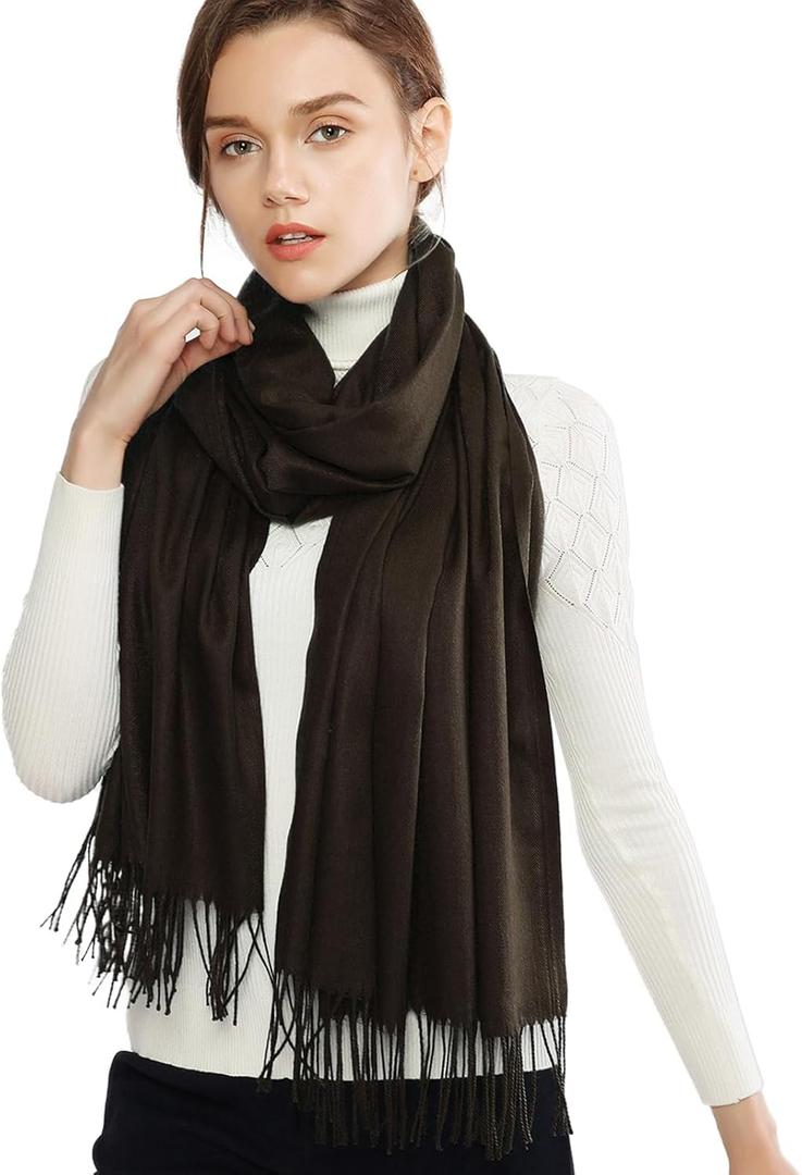 RIIQIICHY Women's Scarf Pashmina Shawls and Wraps for Evening Dress Bridesmaid Wedding Bridal Winter Warm Long Large Scarves (Caramel)