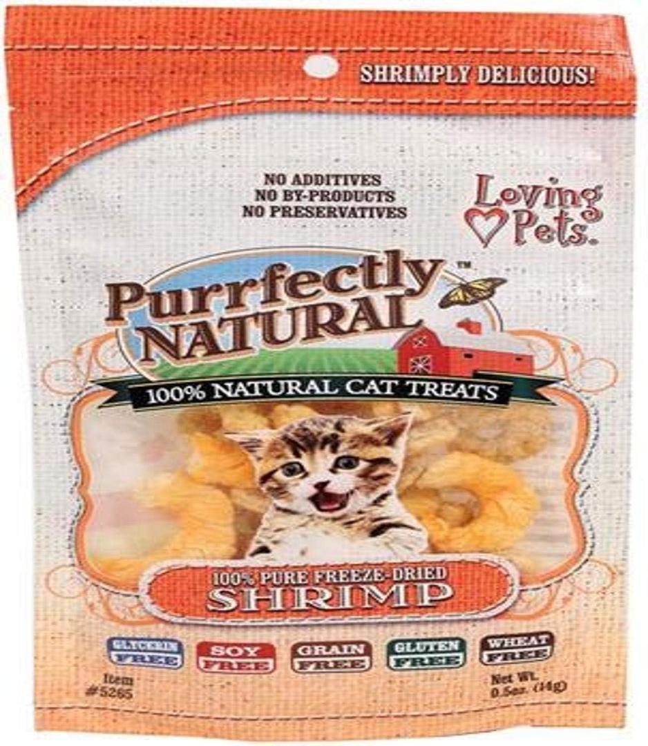 4 x Loving Pets Purrfectly Natural Freeze Dried Shrimp Treats For Cats, 0.5-Ounce (EXP 08/01/25)