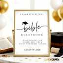 Yookeer 8.9 x 6.9 Inch Graduation Bible Guestbook Class of 2026 Graduation Christian Gift Gold Guestbook Decorations Floating Picture Frame Grad Sign Table Decor Graduate Party Supplies