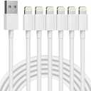 PAC of 4 iPhone Charger 6Pack(3/3/6/6/6/10 FT) Original [MFi Certified] Fast Charging Lightning Cable iPhone Charger Cord Compatible with iPhone 14 13 12 11 Pro Max XS MAX XR XS X 8 7 6 Plus