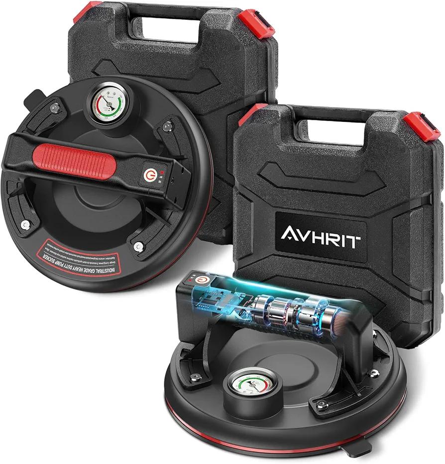 Avhrit Electric Glass Suction Cups, 2 Pack 8" Vacuum Suction Cups Heavy Duty for Lifting Large Glass, 500lbs Load Capacity, Rechargeable Glass Lifter for Windshield, Window, Granite, Tile Lifting Avhrit Electric Glass Suction Cups, 2 Pack 8" Vacuum Suction Cups Heavy Duty for Lifting Large Glass, 500lbs Load Capacity, Rechargeable Glass Lifter for Windshield, Window, Granite, Tile Lifting