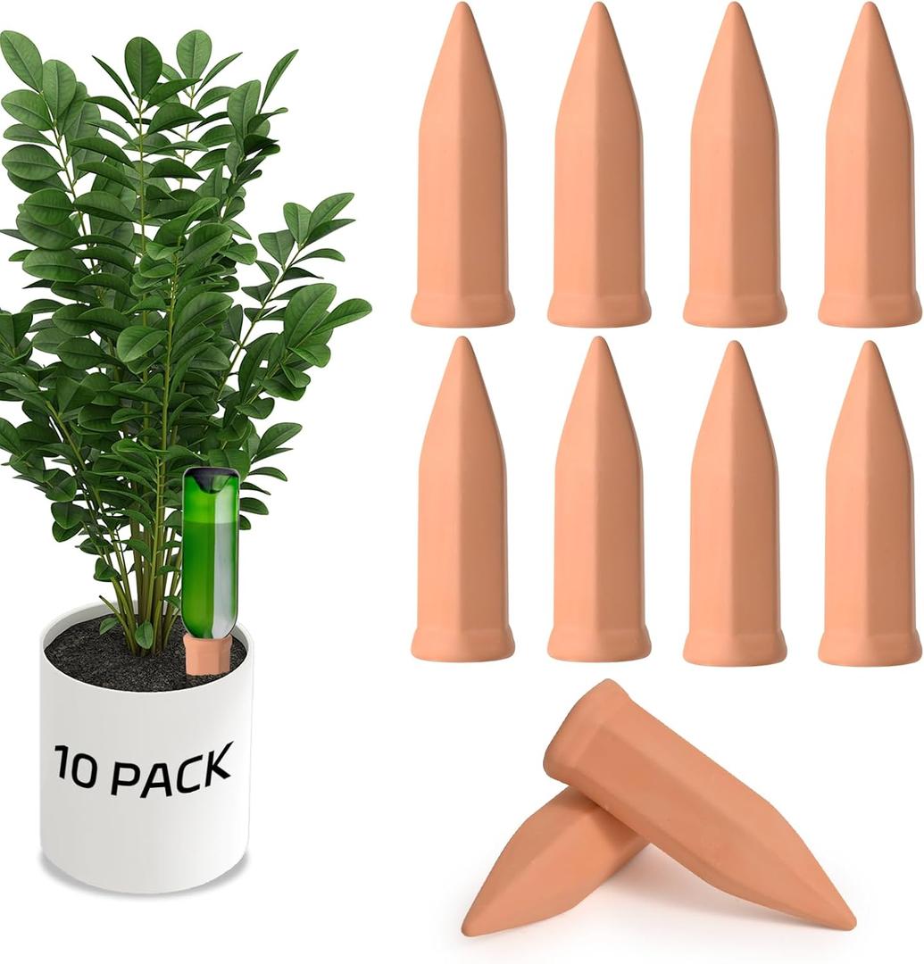 APPD Terracotta Watering Stakes10 Pack Automatic Plants Watering Devices Terracotta Self Watering Spikes for Wine Bottles Great for Indoor & Outdoor Plants
