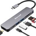 Hiearcool USB C Hub for MacBook 7-in-1 USBC Adapter with 4K HDMI, 100W PD, USB 3.0 5Gbps Ports, SD/TF Card Reader USB-C Dongle for Office, Meetings, Travel & Home Setup-Space Grey