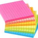 Vanpad Lined Sticky Notes 4X4 in Bright Ruled Post Stickies Colorful Super Sticking Power Memo Pads Strong Adhesive, 8 Pads/Pack, 72 Sheets/pad