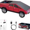 WS-580 Cybertruck Portable Bluetooth Speaker, Replica Car with Display Screen, HD Sound, TWS Pairing, FM Radio, Built-in Mic, Remote Selfie Control, LED Party Light, Gift for Car Lovers (Red)