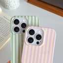 Yeddabox for iPhone 16 Pro Case Cute Striped Phone Case Soft TPU Slim Shockproof Phone Cover for Women Girls, Pink and Yellow